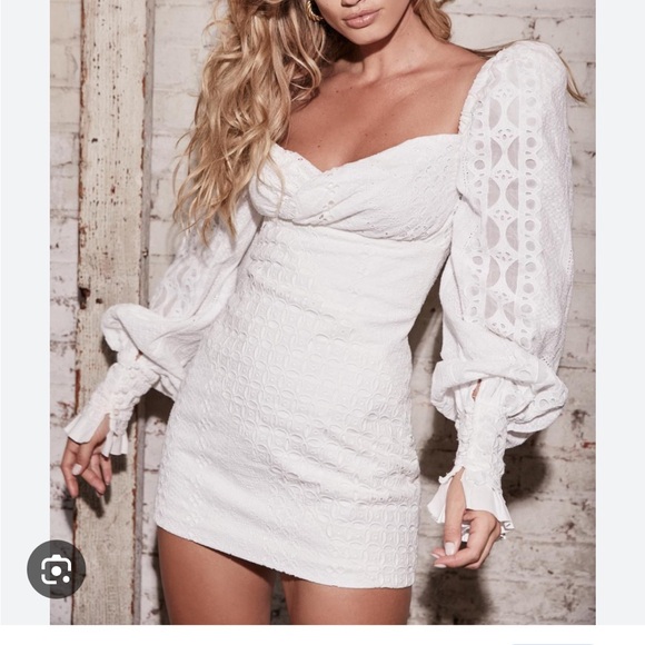 House of CB Marquis Lace Broderie Anglaise Mini Dress White - Picture 2 of 8